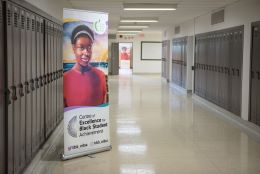 Image of Centre of Excellence for Black Student Achievement hallway and banners.